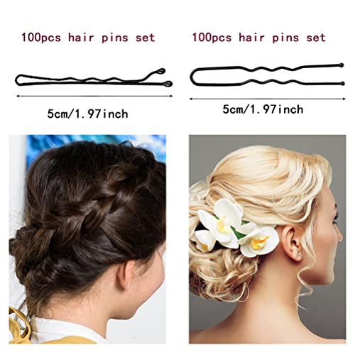 200Pcs Hair Pins Kit,Bobby Pins And U Shaped Hair Pins Bun Hair Pins For Women Girls With Storage Box Wedding Hairstyles (Black,2Inch) #TOP1
