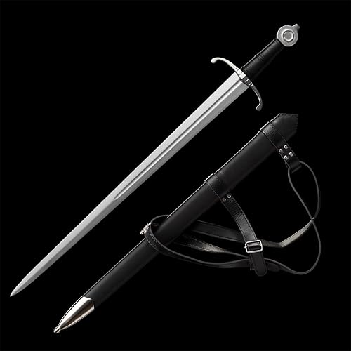 Miniatura 2 de Caballero medieval hecho a mano de 92 pulgadas, espada bastarda armada vikingo real, remachada, con una sola mano, mano y media con vainafunda negra