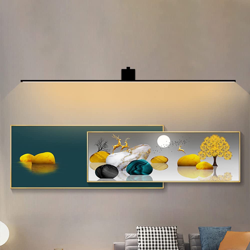 LED Wandbild Wandleuchte Bildbeleuchtung modern Schwarz Wandlampe Innen Lange Schlafzimmer Nachttischlampe Aluminium 4000K Spiegelleuchte Wandbeleuchtung Spiegel Make Up Licht (150CM,Schwarz)