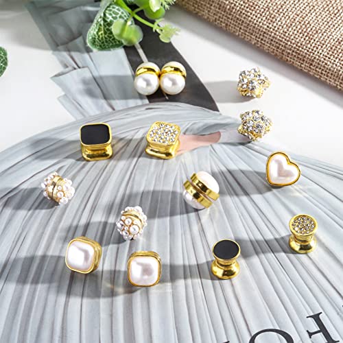 NEWITIN 9 Pairs Magnetic Stud Earrings for Women Clip on Earring Magnet Studs Inlaid Cubic Zirconia Pearl Stud Earring Fashion Non Piercing Magnetic Earrings for Women Men3