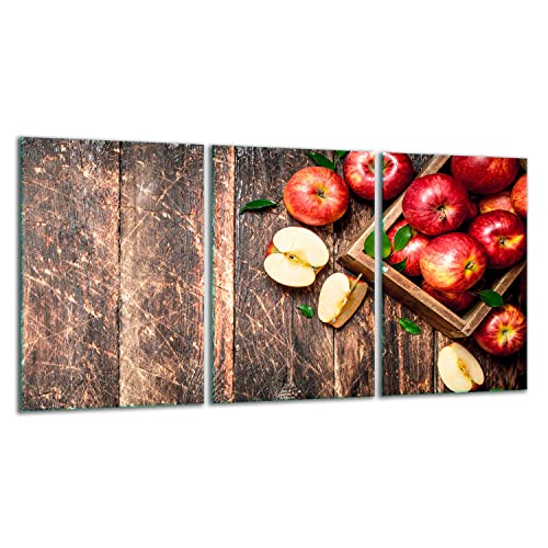 TMK - Placas para cubrir vitrocerámicas (3 piezas, 30 x 52 cm, placa de vitrocerámica, inducción, protección contra salpicaduras, tabla de cortar, madera de manzan)