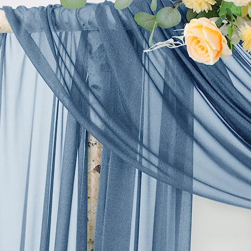 Image of Socomi Wedding Arch Draping Fabric 29 inch x 20Ft 1 Panel Dusty Blue Sheer Outdoor Curtain Drapes Extra Long for Bridal Baby Shower Ceremony Birthday Party Decor