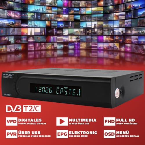 [ Test SEHR GUT, Note 1.1 *] Zehnder HD 2700 VFD HYBRID DVBC Kabel-Receiver & DVBT2 Receiver mit Aufnahmefunktion, DVB-C Reciver & Reciever für DVB-T, DVBT & DVB-T2, Kabelreceiver & DVB T Receiver