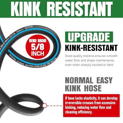 Image of Heavy Duty Garden Hose 6ft, NON-EXPANDABLE Flexible Water Hose, Kink Resistant Lightweight Hybrid Hose, Leakproof Hose Male to Female Fittings