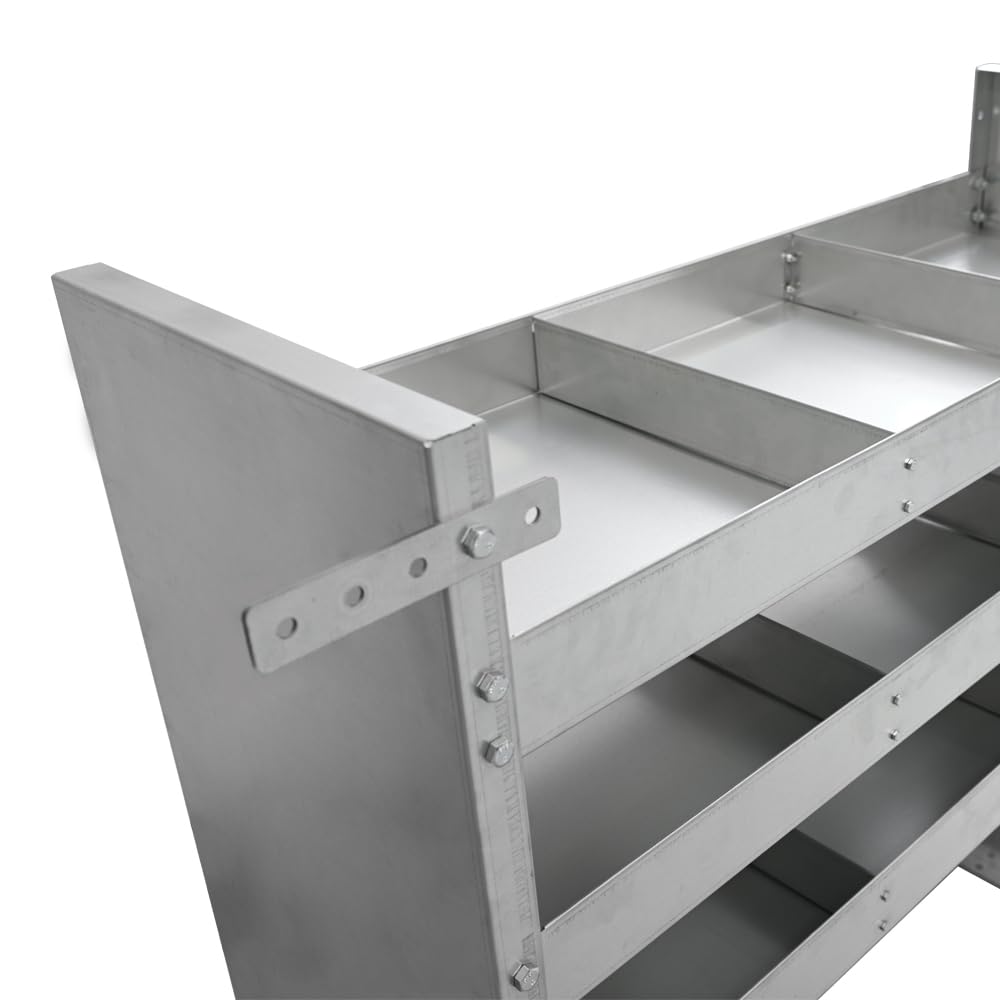 Kit scaffale furgone universale Ducato Boxer Jumper Transit Sprinter Movano – 3 vasche Magnelis anticorrosione fissaggio pavimento e parete 101x108x36 cm