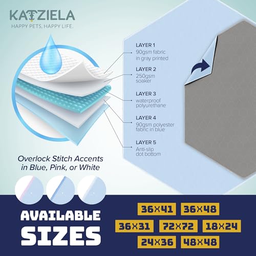 Image of Katziela Washable Pet Pads - (2 Pack 36In x 41In Hexagon) Super Absorbent Waterproof Reusable Dog Pee Pads for Dogs, Washable Puppy Pads for Potty Training, Housebreaking Washable Pee Pads for Dogs