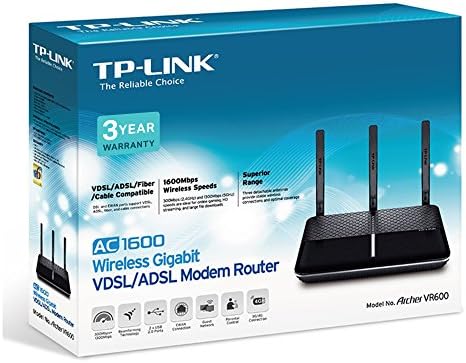 TP-Link AC1600 Wireless Dual Band Gigabit VDSL/ADSL Modem Router for Phone Line Connections (BT Infinity, TalkTalk, EE and PlusNet Fibre) 2 USB, 2.0 Ports, UK Plug (Archer VR600)