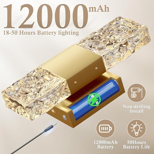 Apliques de pared inalámbricos LED dorados regulables con mando 3