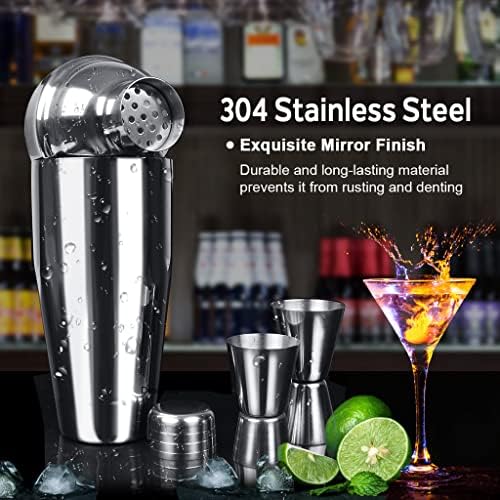 OWUDE Cocktail Mixing Set, 22 Pcs Professional Cocktail Shaker Kit, Making Kit with Bamboo Display Stand & 750ml Stainless Steel Bartending Tools for Home & Bar