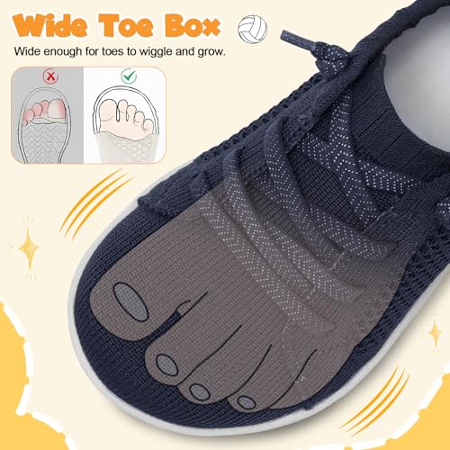 Image of LeIsfIt Toddler Shoes Girls Boys Wide Shoes Kids Zero Drop Minimalist Sneakers Barefoot Slip on Tennis Sneakers