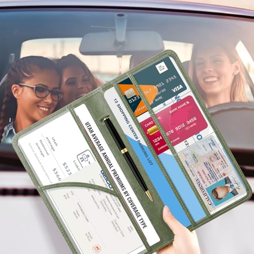 Image of CoBak Car Registration and Insurance Holder | Vehicle Glove Box Organizer, Auto Truck Compartment Document Case with Magnetic Closure for Insurance & Driver License