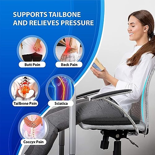 Image of Extra Large Gel Seat Cushion for Long Sitting Pressure Pain Relief (Blue) | 17x17inch Large & Thick Gel Cushion, Breathable Cooling & Soft Seat Cushion, Multiuse for Office Home Wheelchair Car Airplane