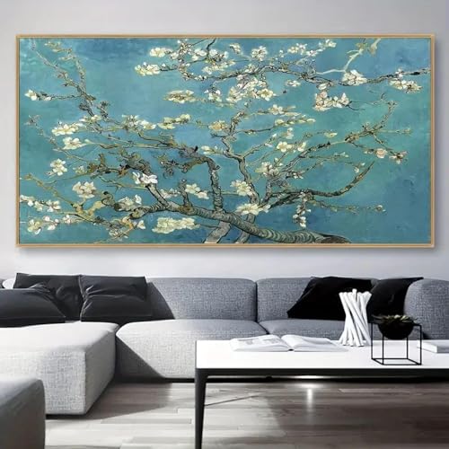 Peinture sur toile moderne de paysage 55x110 cm tableau encadré pour salon
