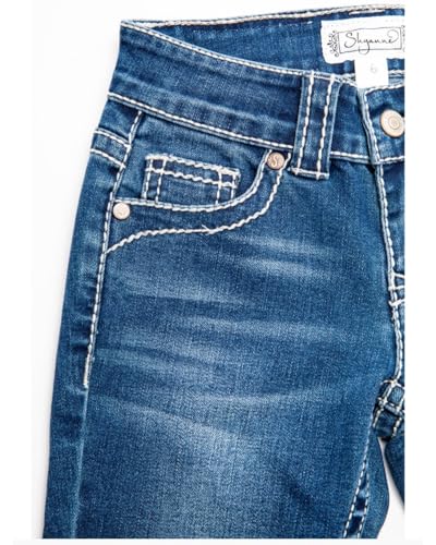 Shyanne Girls' Medium Wash Swirl Floral Embroidered Bootcut Jeans Girls' Medium Wash Swirl Floral Embroidered Bootcut Jeans -4