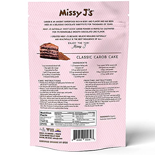 Missy J's Organic Roasted Carob Powder 8 Ounce 6 Pack | Carob Made, Vegan And Gluten-Free | Healthy Caffeine Free Substitute For Chocolate, Perfect For Snacks And Treats #TOP2