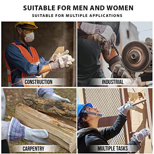 Safe Handler Work Leather Gloves With Interior Lining | Cool Cotton Lined Backing, Split Leather Safety Cuff Work Gloves, Lightweight & Versatile, 72 Pairs (144 Gloves) #TOP4