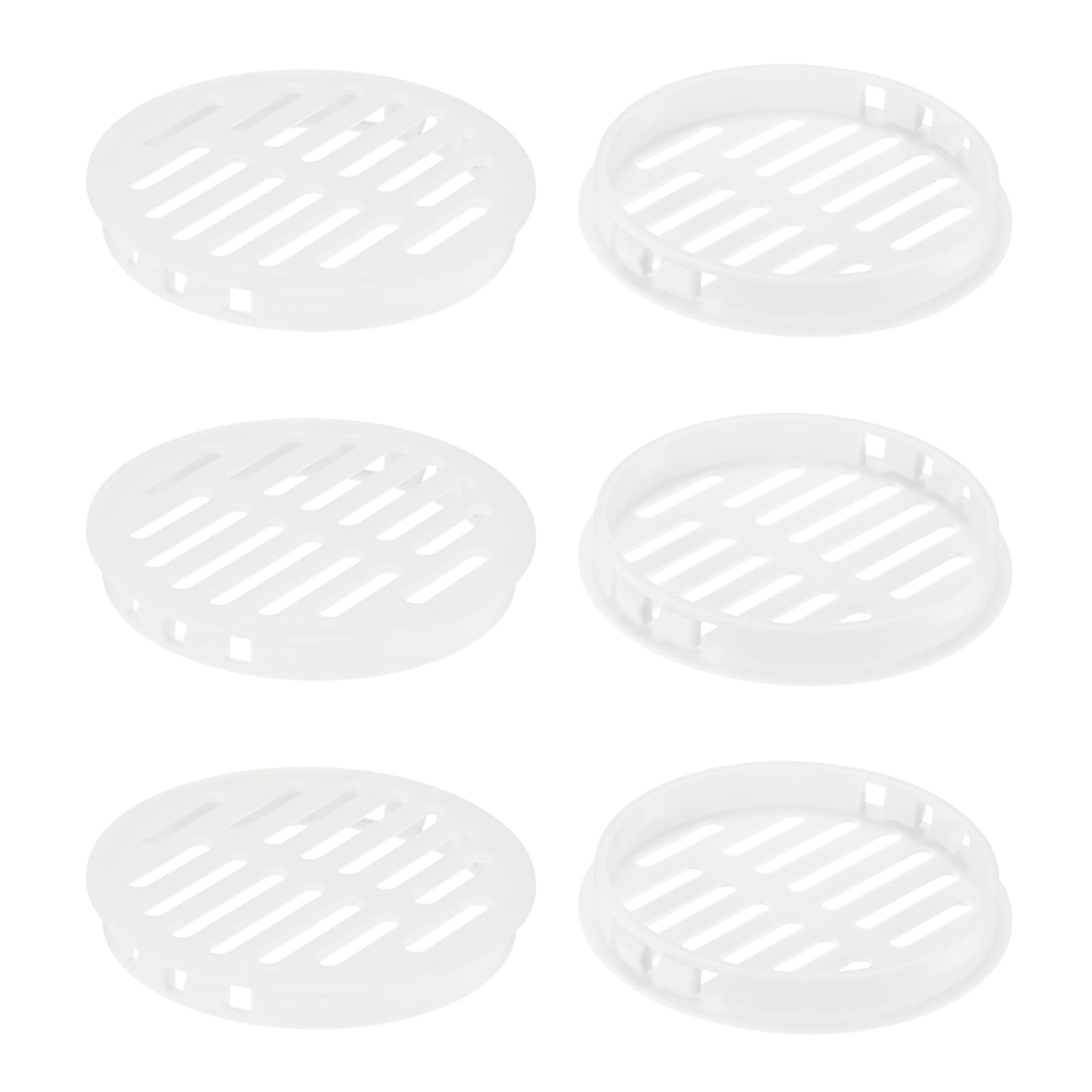 Grille d'aération ronde plastique blanc 80 mm à encastrer pour soffite et meuble x6