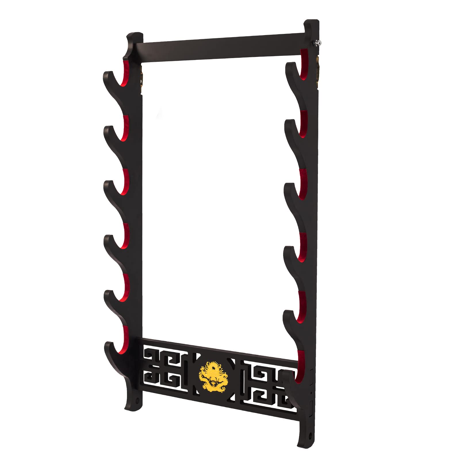 Porta spada Katana staffa da parete Samurai Spada Telaio Display Frame Red Velluto China Drago Style (6 strati)