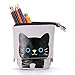 BTSKY Cute Carton Pen Pencil Case- Canvas Pencil Holder Pen Organizer Zipper Stationery Pouch Bag for Students Boys and Girls (Grey)