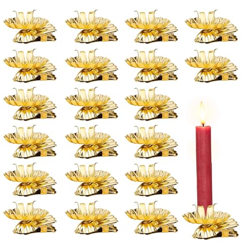 20 Stück Baumkerzenhalter Clip,Mini Gold Kerzenhalter für...