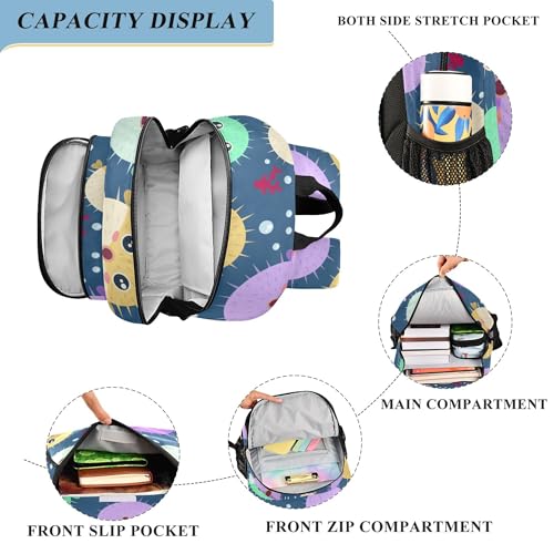 Fisyme Marine Fish Pufferfish School Backpack Laptop Backpacks Bags Bookbag Travel Casual Computer Notebooks Daypacks4