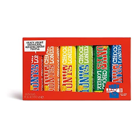 Tony's Chocolonely - Schokoriegel Rainbow Pack - 288 Gramm Schokolade - 6 Verschiedene Sorten - Belgium Fairtrade Chocolate Cover