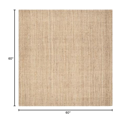 Tapete cuadrado de fibra natural 152x152 cm hecho a mano miniatura 2