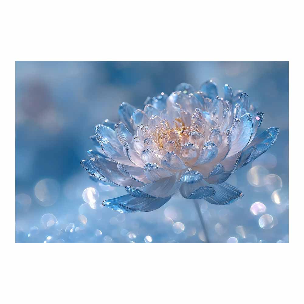 ZAMAEIU Nature Wall Art Crystal-petalled Lotuss decorative home accessories, paintings wall art,For living room, bedroom, Apartment Corridor Office etc.(blue)-50x70cm Unframed