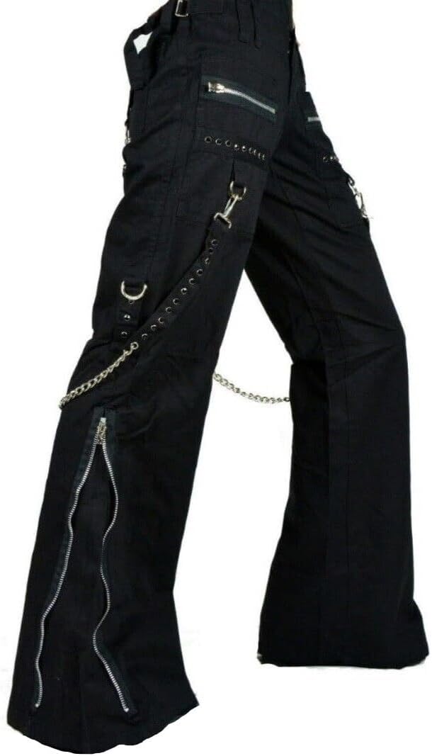 Pantalones Goticos Pantalones Negros Con Cadena Pantalones Cargo