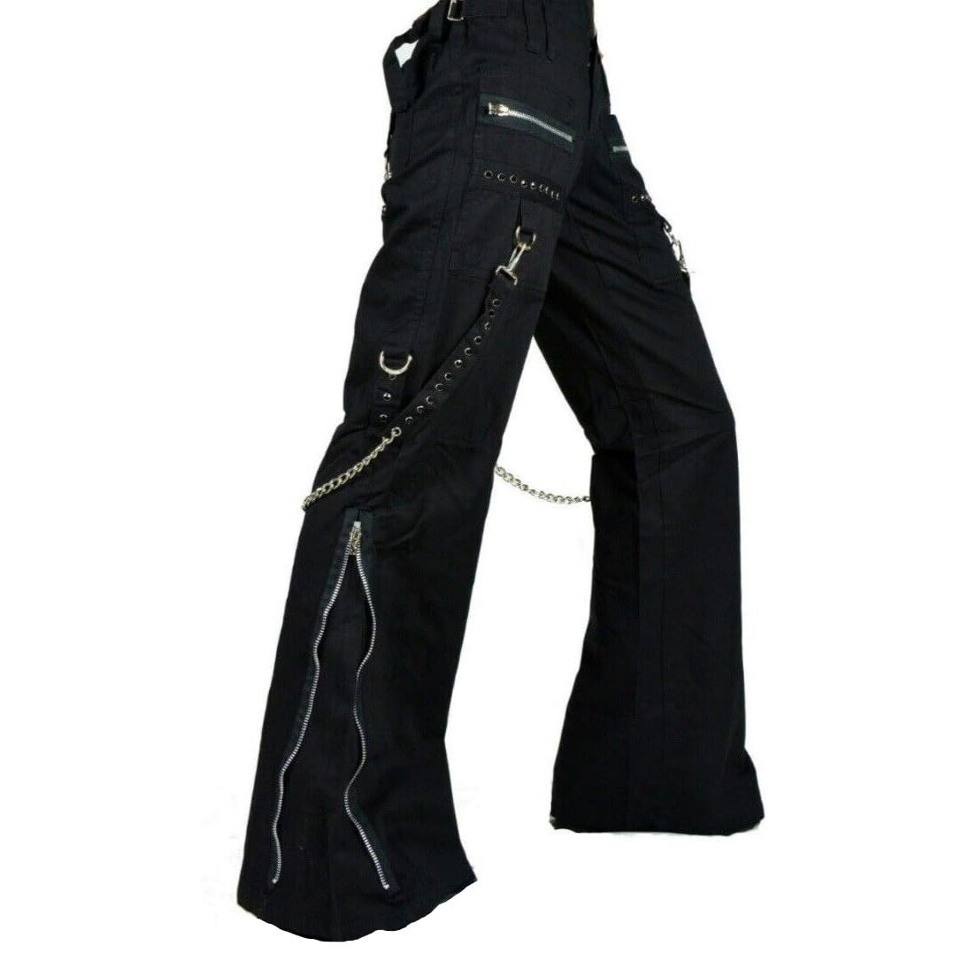 Womens Chains Black Rhinestones Gothic Punk Emo Pants Straps Baggy Pants 3 Medium