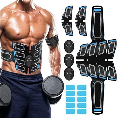 Kirlor Muscle Toner ABS Training Workout Belt Body Abdominal Toning Gear Waist Trimmer Ab Workouts Intelligent Portable Fitness Apparatus for Men Women Abdomen/Arm/Leg Home Office Exercise Blue Cover