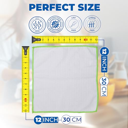 Towelogy Microfibre Dish Cloths Set of 5 – 30x30cm (Standard Size) Scratch-Free High Absorbency Perfect for Spotless Kitchen Cleaning & Dishwashing Stain Resistant Machine Washable (White) - Image 4