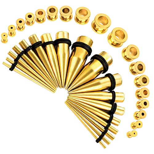 36pcs Ear Stretching Kit 14G-00G Surgical Steel Tapers Tunnels Gauges Set for Starter Women Men Expanders Body Piercing Jewelry…