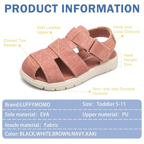 Image of Luffymomo Toddler Kids Closed Toe Fisherman Sandals | Boys Girls Lightweight Shoes,Adjustable Beach Summer Sandal