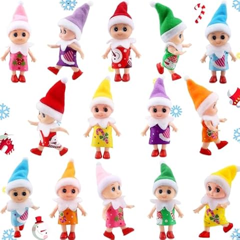 Haconba 14 Pack Mini Christmas Elf Dolls Cover