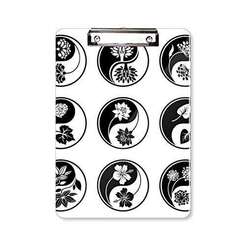 Porte-bloc rond bouddhisme A4 avec motif fleur de yin-yang pour notes
