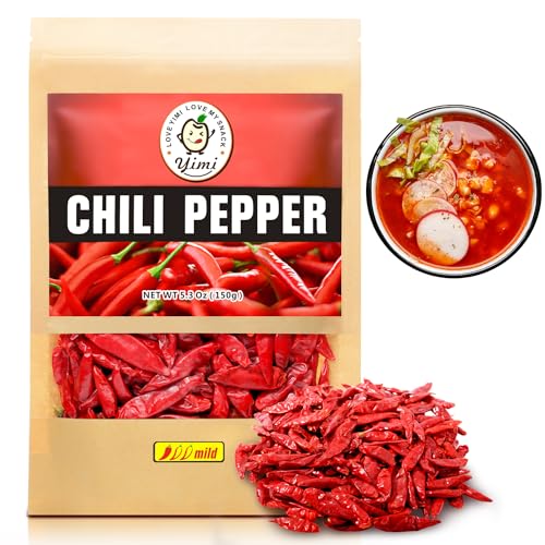Image of Dried Chili Peppers Chiles, Dry Red Chilis Pepper For Cooking Chinese | Chinese Hot Chili Oil and Hotpot, Natural, Non GMO, Gluten Free, 5.3oz, Mild Hot, Ideal for Gift