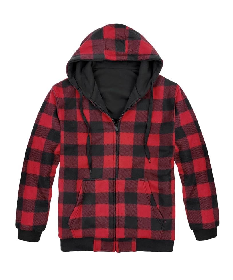 Victory Outfitters Men's Reversible Hooded Buffalo Plaid Fleece Jacket3
