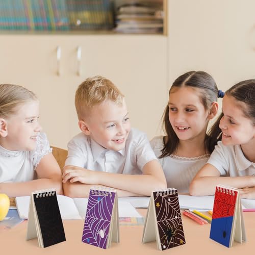 SAVITA 24stk Notizbuch mit Spinnenmotiv, 4 Verschiedene Ausführungen Spiralnotizbuch mit Spinnenmotiv Mini-Notizbücher Geeignet für Kindergeburtstage