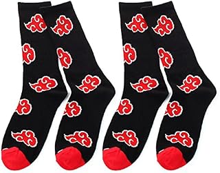 Hapyshop Anime Cosplay Costume Socks, Anime Socks Kids, 2 Pairs Naruto Socks for Anime Fans, black