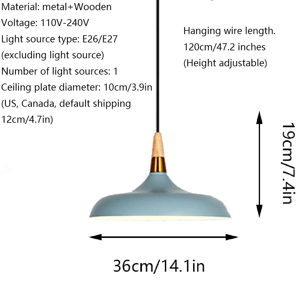 RCIDOS Luces Colgantes Un Solo Cabezal E27 Pantalla De Luz De Techo Industrial Macaron Lámpara Colgante Elegante De Metal Suspensión De Cordón Ajustable. para Restaurante Comedor Dormitorio