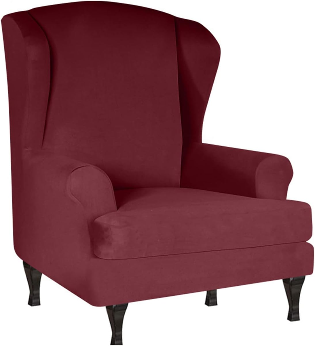 Milk Silk Wingback Chair Cover 2 Piece Furniture Protector Universal High Stretch Wing Chair Cover Washable Wingback Chair Cover for Living Room -red