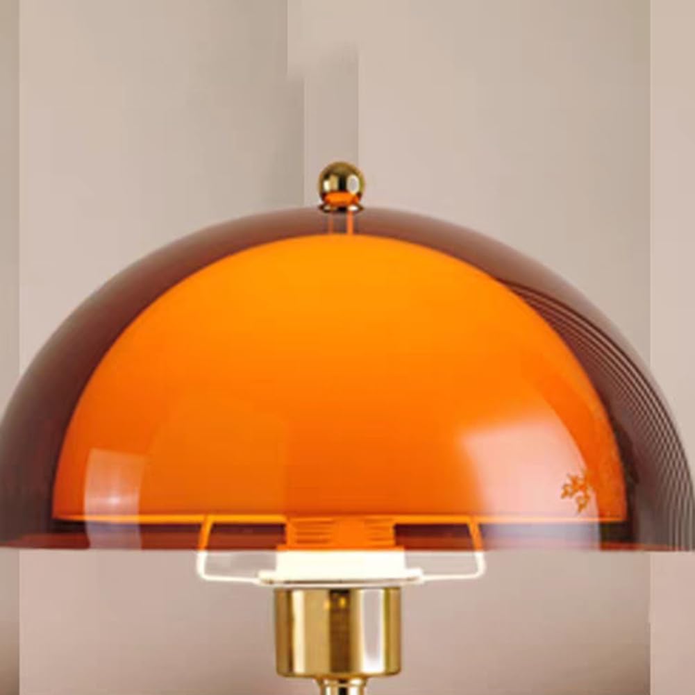 Lampa Stołowa LED w Kształcie Grzyba, Drewniana, z Pilotem, z Regulacją Jasności, z Przełącznikiem i Wtyczką, Lampa Grzybkowa w Stylistyce Retro, z Akrylowym Kloszem, Lampka Dekoracyjna