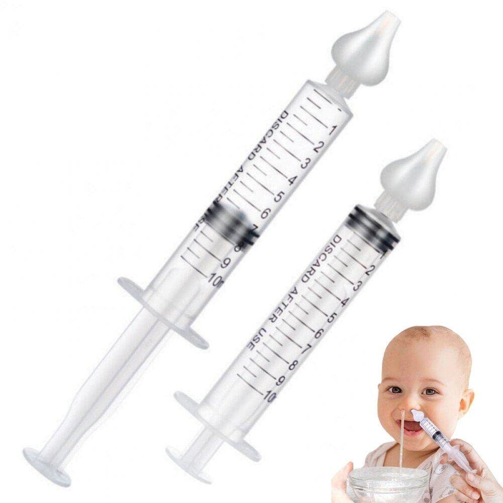 Hrippy Transparent 2Pcs Baby Nasal Aspirator, 10Ml Syringe Nasal Irrigator, Reusable Silicone Nasal Suction Tip, Nasal Irrigator Syringe For Baby, Safe And Comfortable
