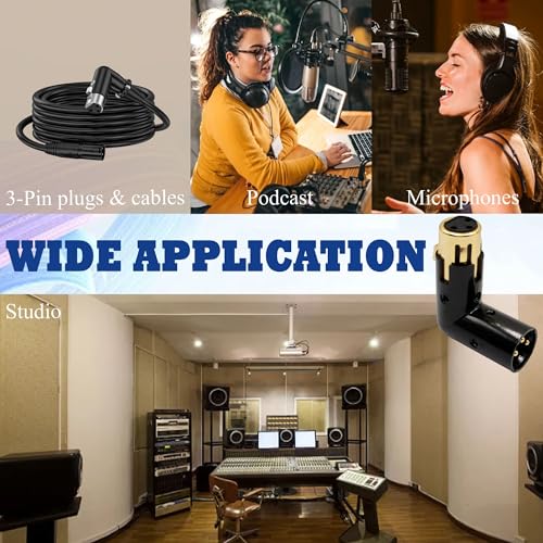 Adaptador XLR macho a hembra de 3 pines ajustable conector 90 grados audio PA 6