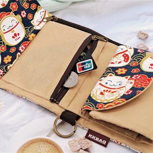 Women's Trifold Canvas Wallet - Cute Design with Keyring, Ladies Wallet for Credit Cards, Cash, Coins & Receipts4
