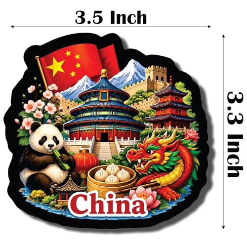 Image of CVANU China Country Landmark Theme 2pcs MDF Fridge Magnet - Wooden Travel Souvenir Refrigerator Decorative Collectible Magnet