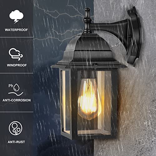 Partphoner 2 Pack Outdoor Wall Lights, Black Outdoor Light Fixtures Wall Mount Porch Lights thumb #2