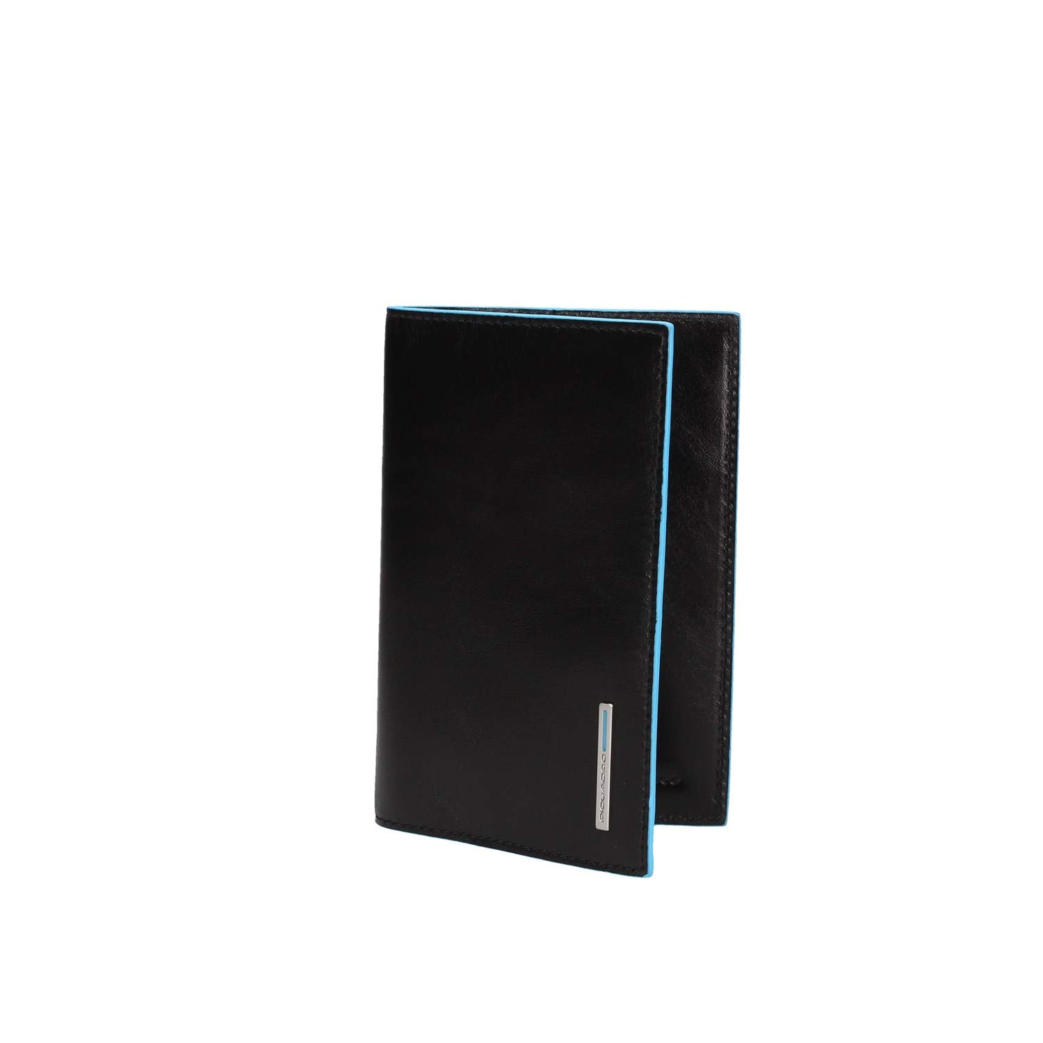 PIQUADRO - Porta Passaporto 9 cm Blue Square in Pelle - Unisex - Nero | Formato viaggio, Elegante e Professionale, Compatto, Trasferte