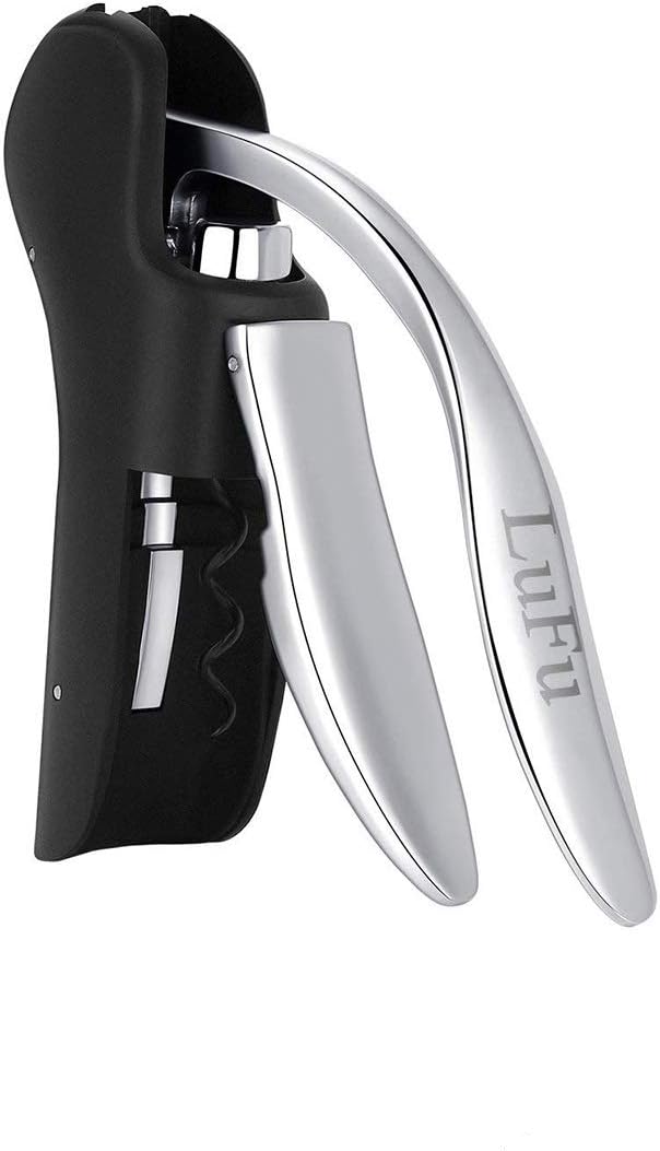 Original Vertical Lever Corkscrew Wine Opener with Foil Cutter and Extra Spiral & Delicate (LUFU) Wine Opener, Fashionable and Relaxing Design, Multi-Functional Opener Package.